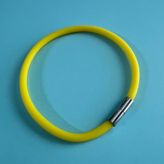 Robyn Silver Magnetic Clasp Soft-Touch Silicone Bracelet-Sunny Yellow