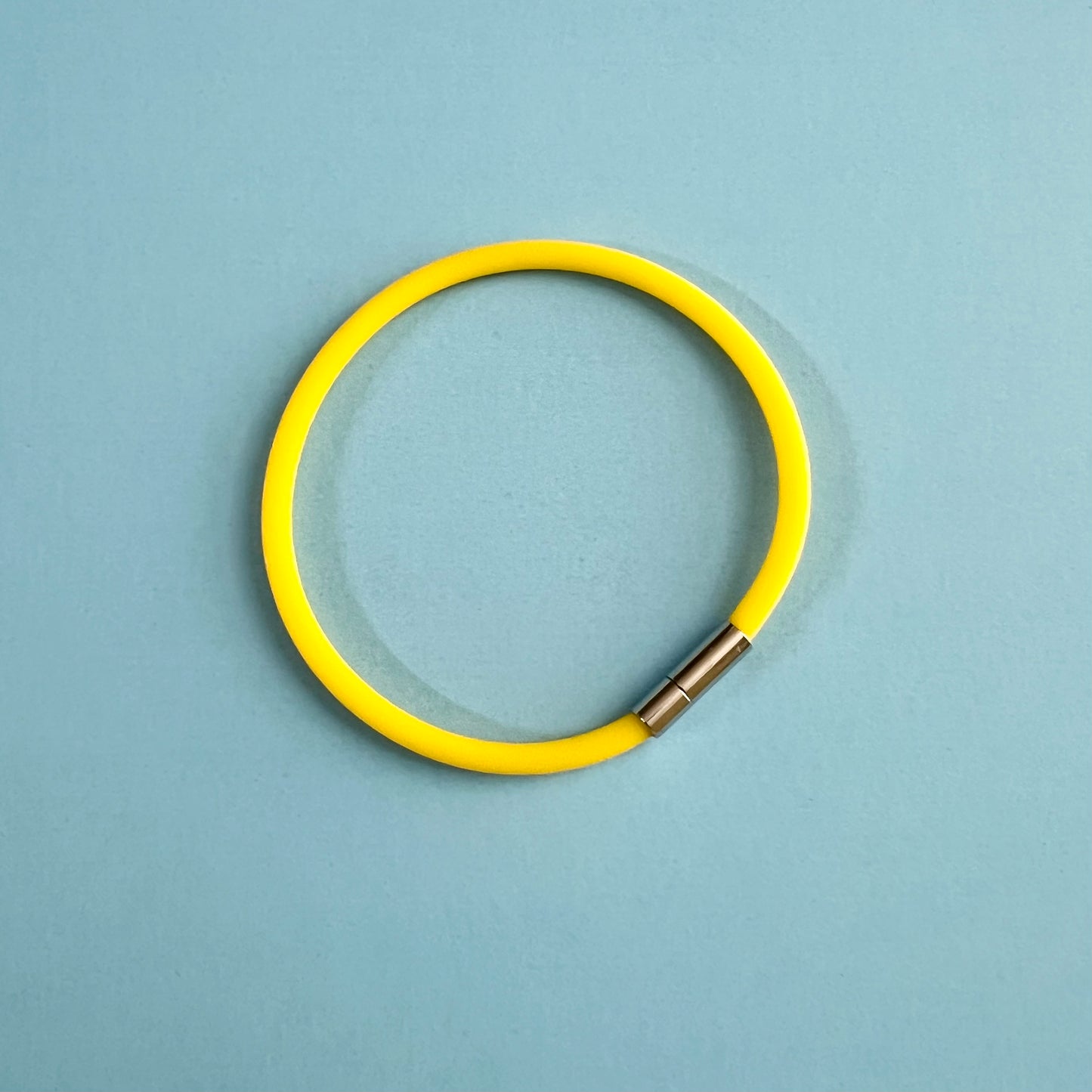 Tami Rubber Cord Soft Touch Bracelet with Silver Needle/Pin Clasp-Sunny Yellow