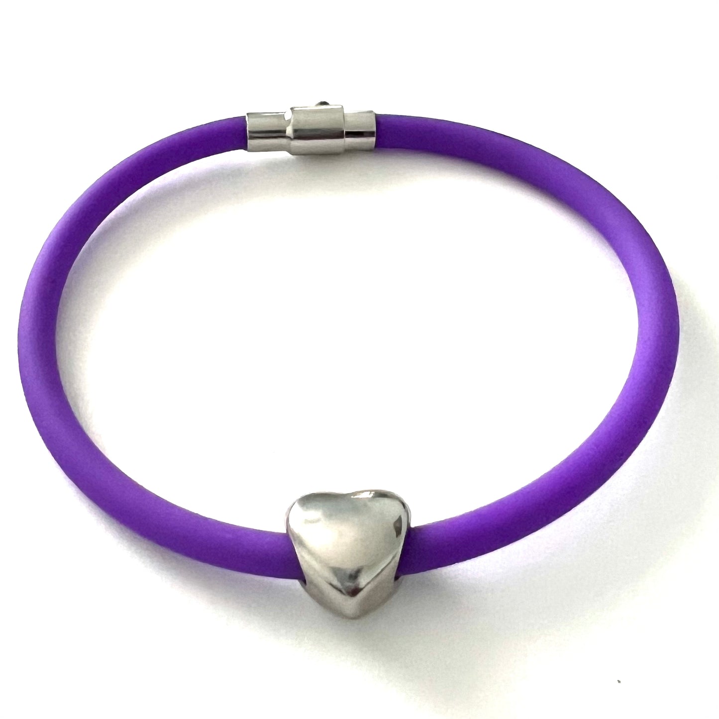 Drew Charm Bracelet with Stainless Steel Heart Bead Charm & Rhodium Plated Locking Tube Magnetic Clasp