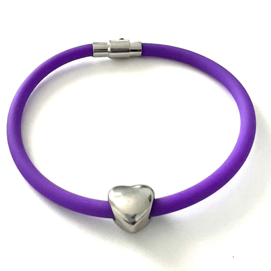 Drew Charm Bracelet with Stainless Steel Heart Bead Charm & Rhodium Plated Locking Tube Magnetic Clasp