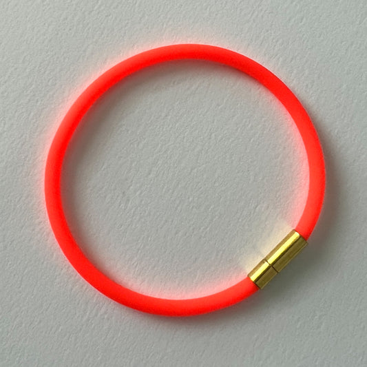 Tami Waterproof Soft-Touch Rubber Cord Bracelet with Gold Needle/Pin Clasp-Tangerine