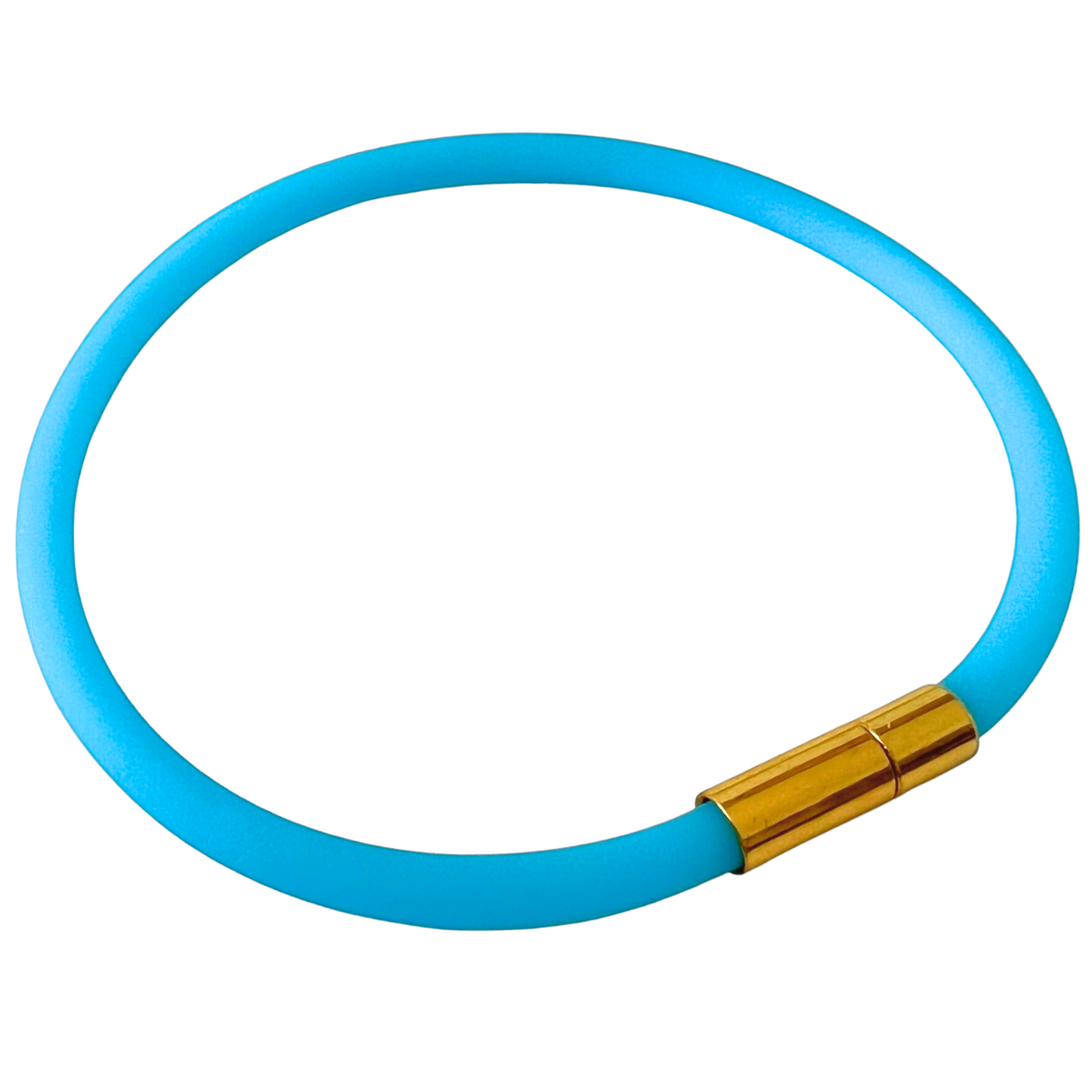 Tami Waterproof Rubber Cord Soft Touch Bracelet with Gold Needle/Pin Clasp-Light Blue