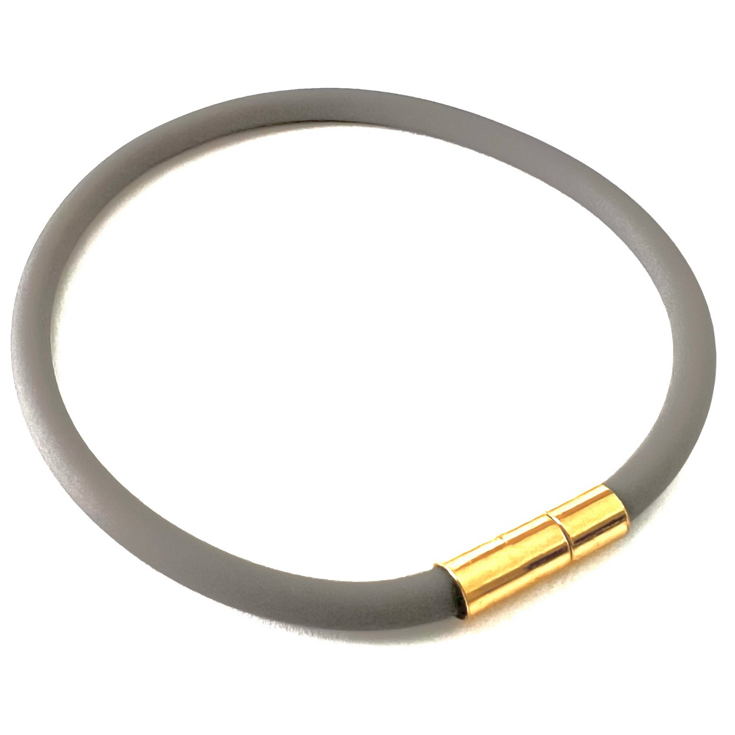 Tami Waterproof Soft-Touch Rubber Cord Bracelet with Gold Needle/Pin Clasp-Grey