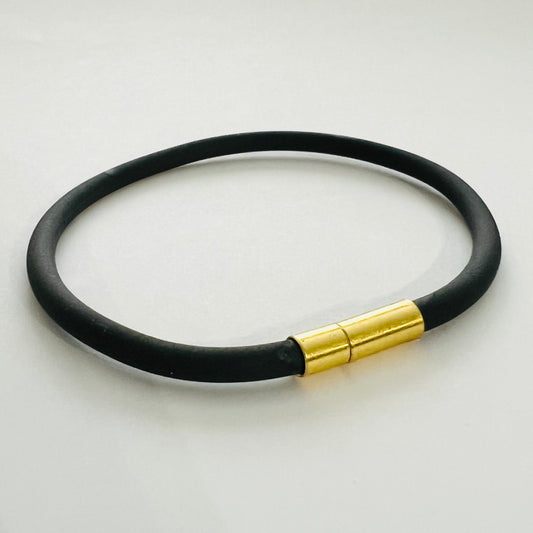 Tami Waterproof Rubber Cord Soft Touch Bracelet with Silver Needle/Pin Clasp-Black